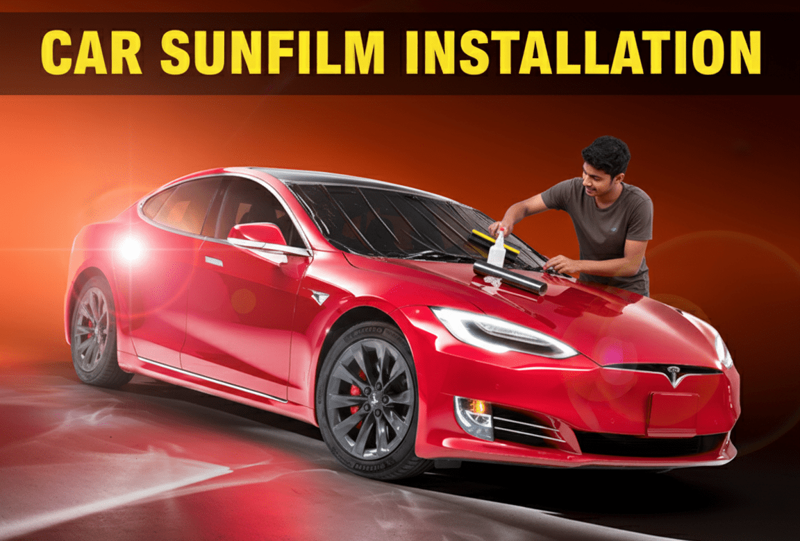 car sunfilm installation in Bangalore
