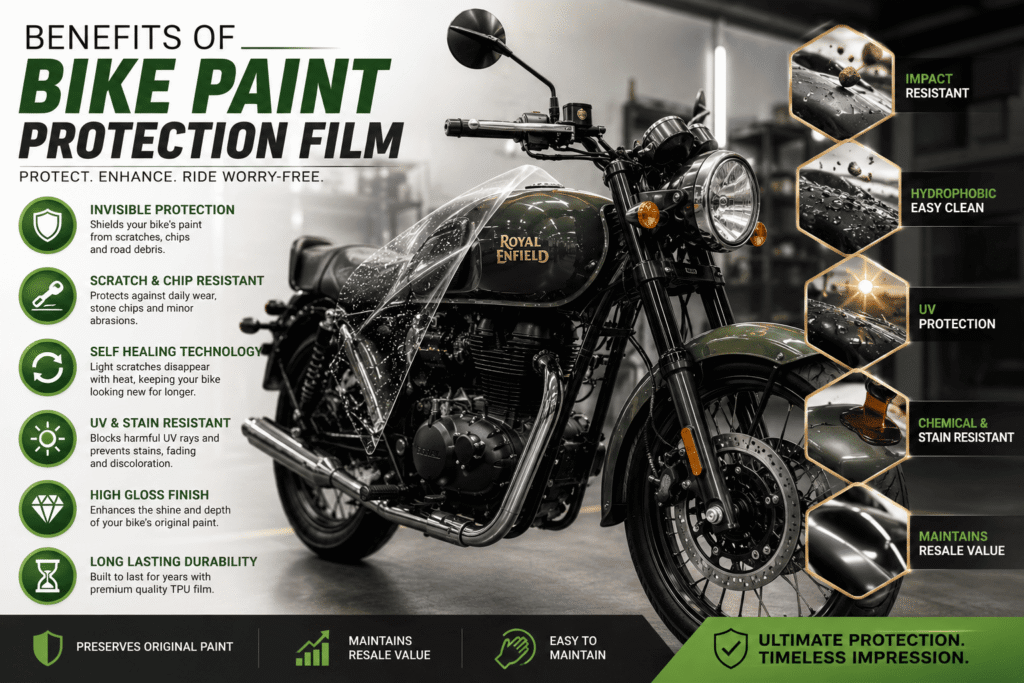 Best Bike PPF in Bangalore Near Me (2026 Guide): Cost, Benefits, Warranty & Installation 2 Benefits of Bike Paint Protection Film